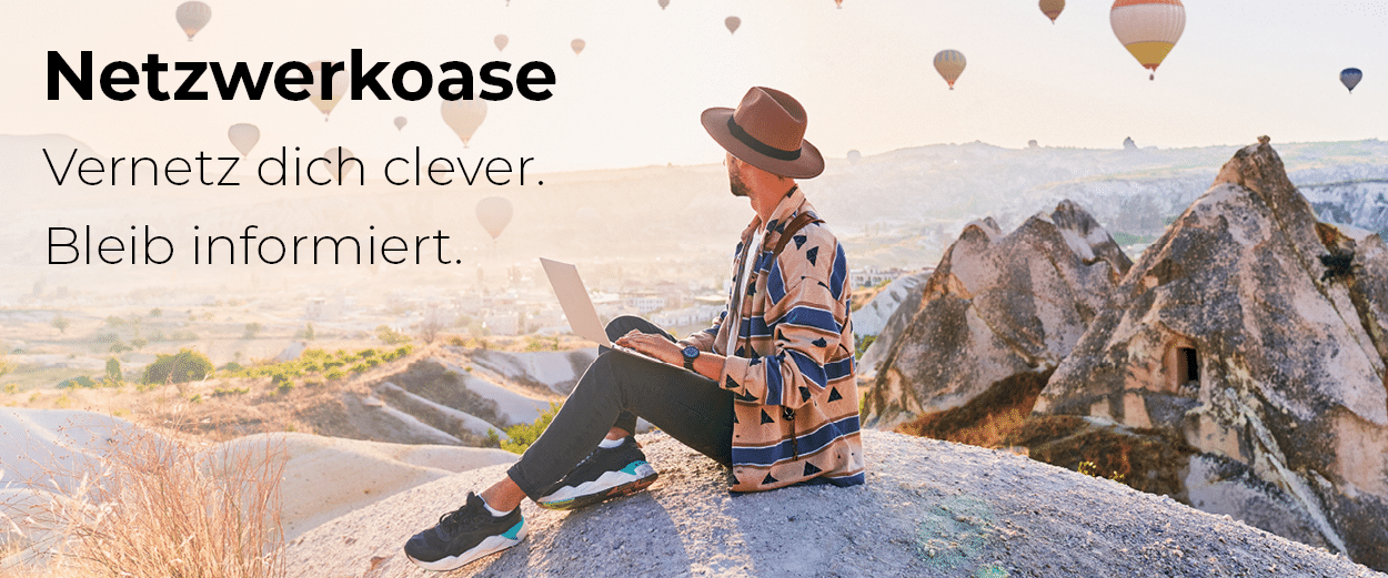 Netzwerkoase Banner Mann Laptop