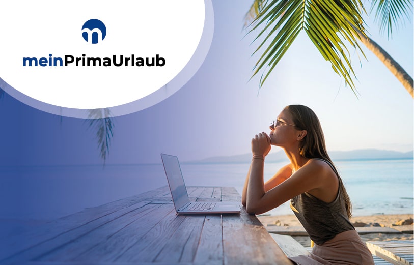 meinPrimaUrlaub Banner Frau Laptop